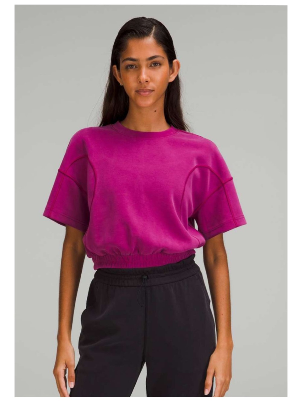 Lululemon Softstreme Gathered Short Sleeve Tee 10 Magenta Purple